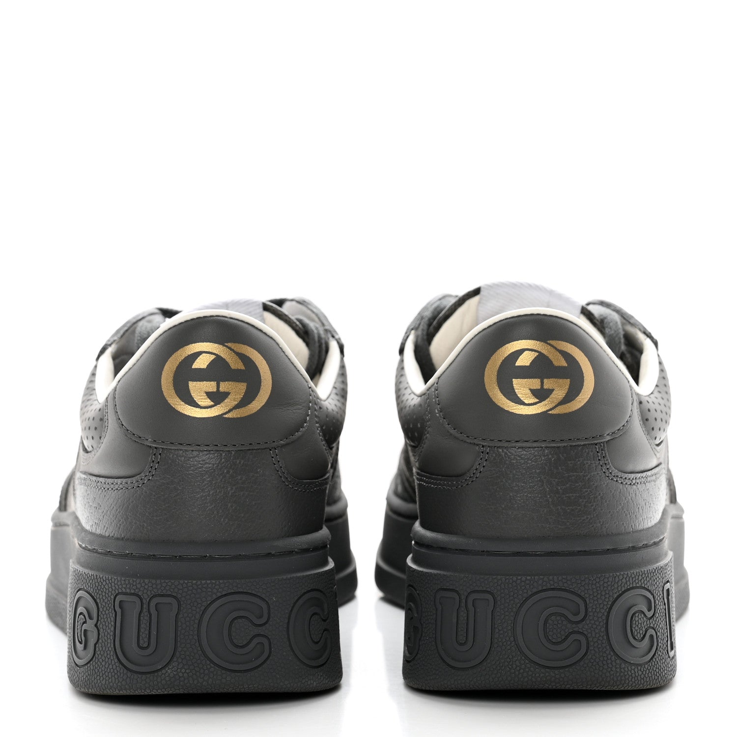 Gucci Textured Dollar Calfskin GG Supreme Monogram Mens Chunky Sneakers 9 Graphite Grey Black Grey 5 of 16