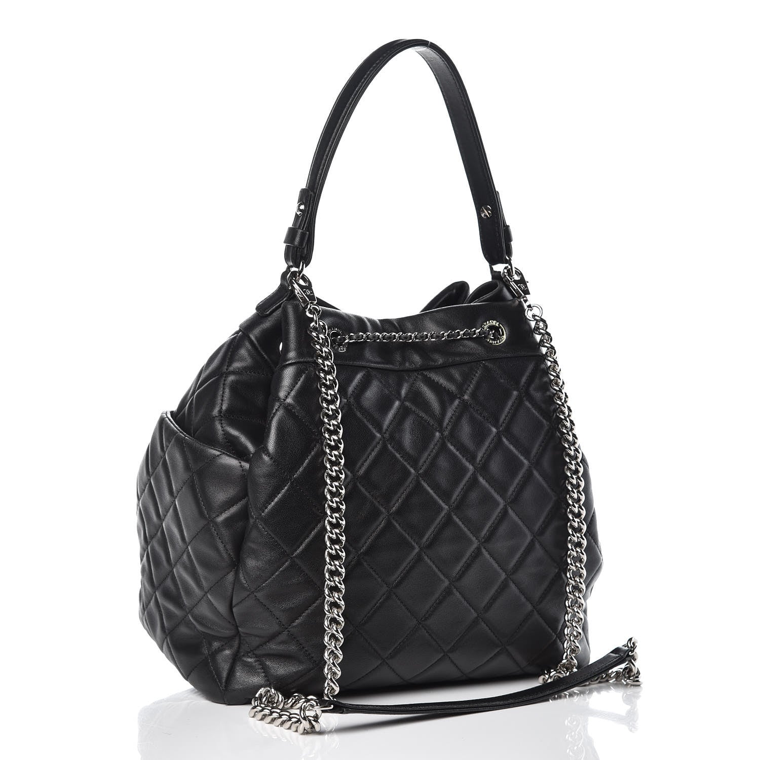Chanel Lambskin Quilted CC Chain Bucket Bag Black 3 of 14