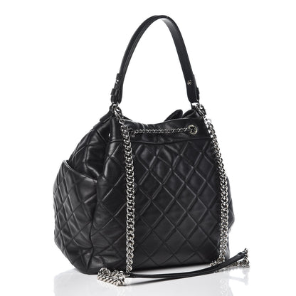 Chanel Lambskin Quilted CC Chain Bucket Bag Black 3 of 14