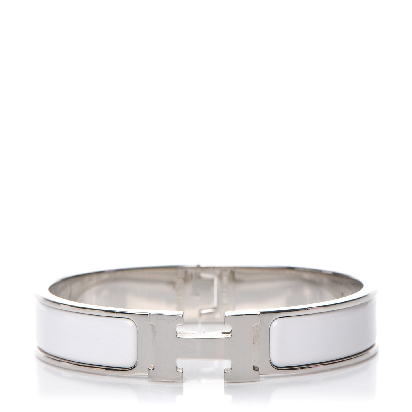 Enamel Narrow Clic Clac H Bracelet PM White