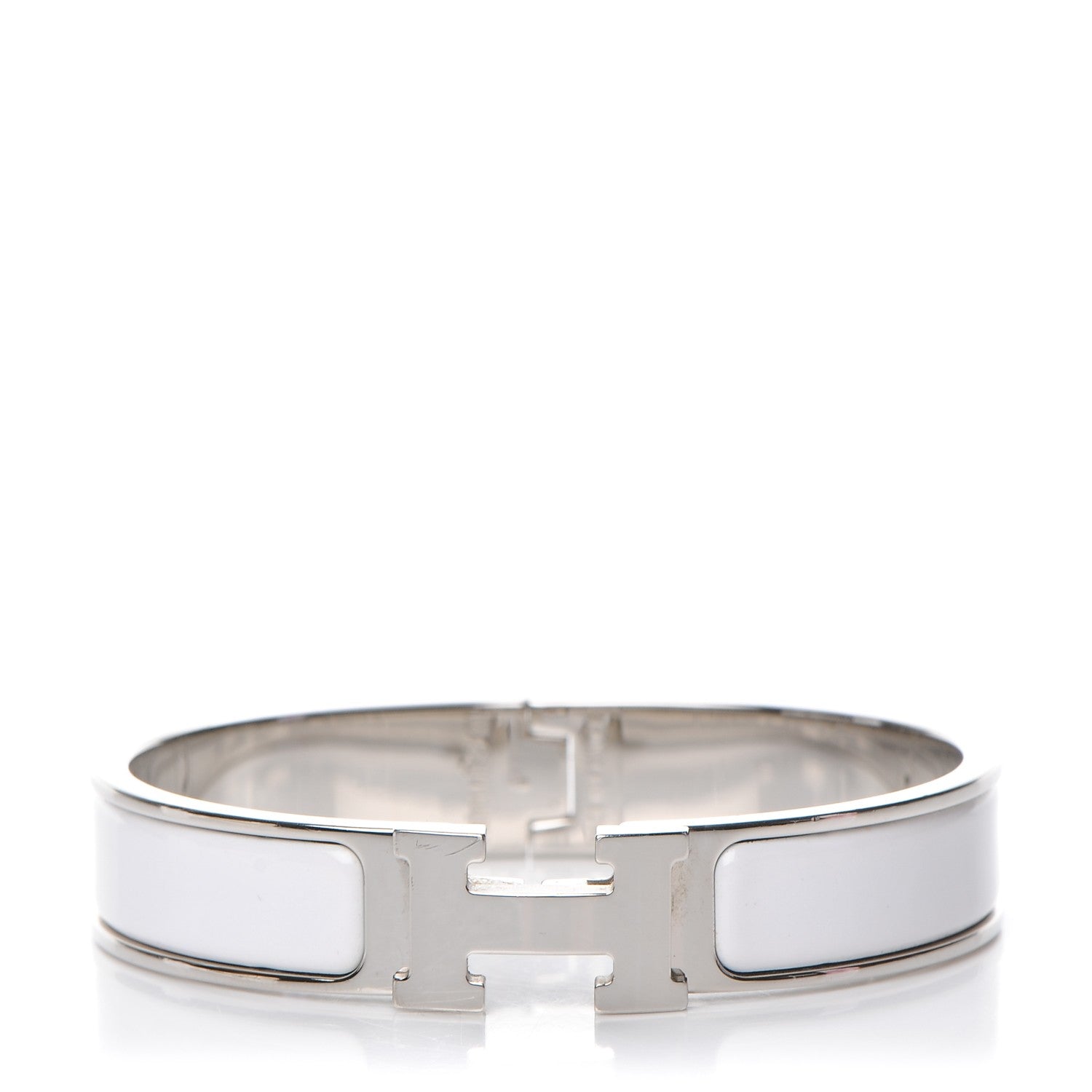 Hermes Enamel Narrow Clic Clac H Bracelet PM White 1 of 6