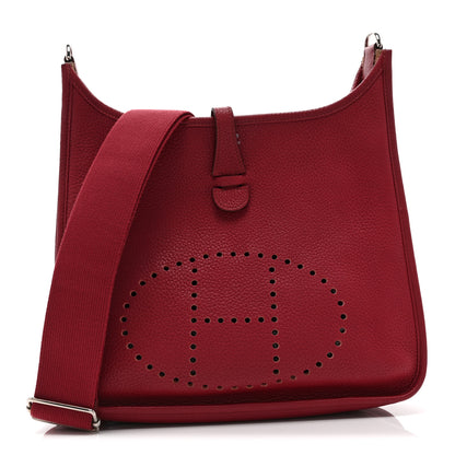 Hermes Taurillon Clemence EVELYNE III PM Rouge Grenat 1 of 11