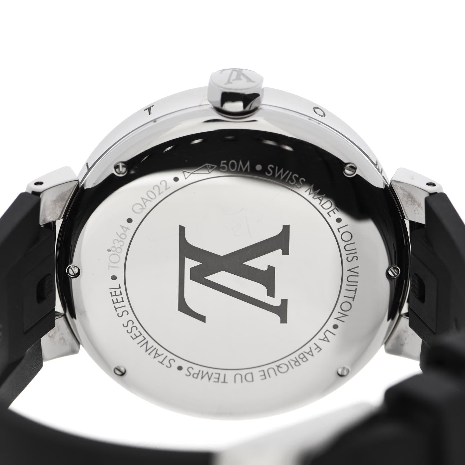 Louis Vuitton Stainless Steel Rubber Diamond 39mm Tambour Moon Devine Quartz Watch 4 of 5