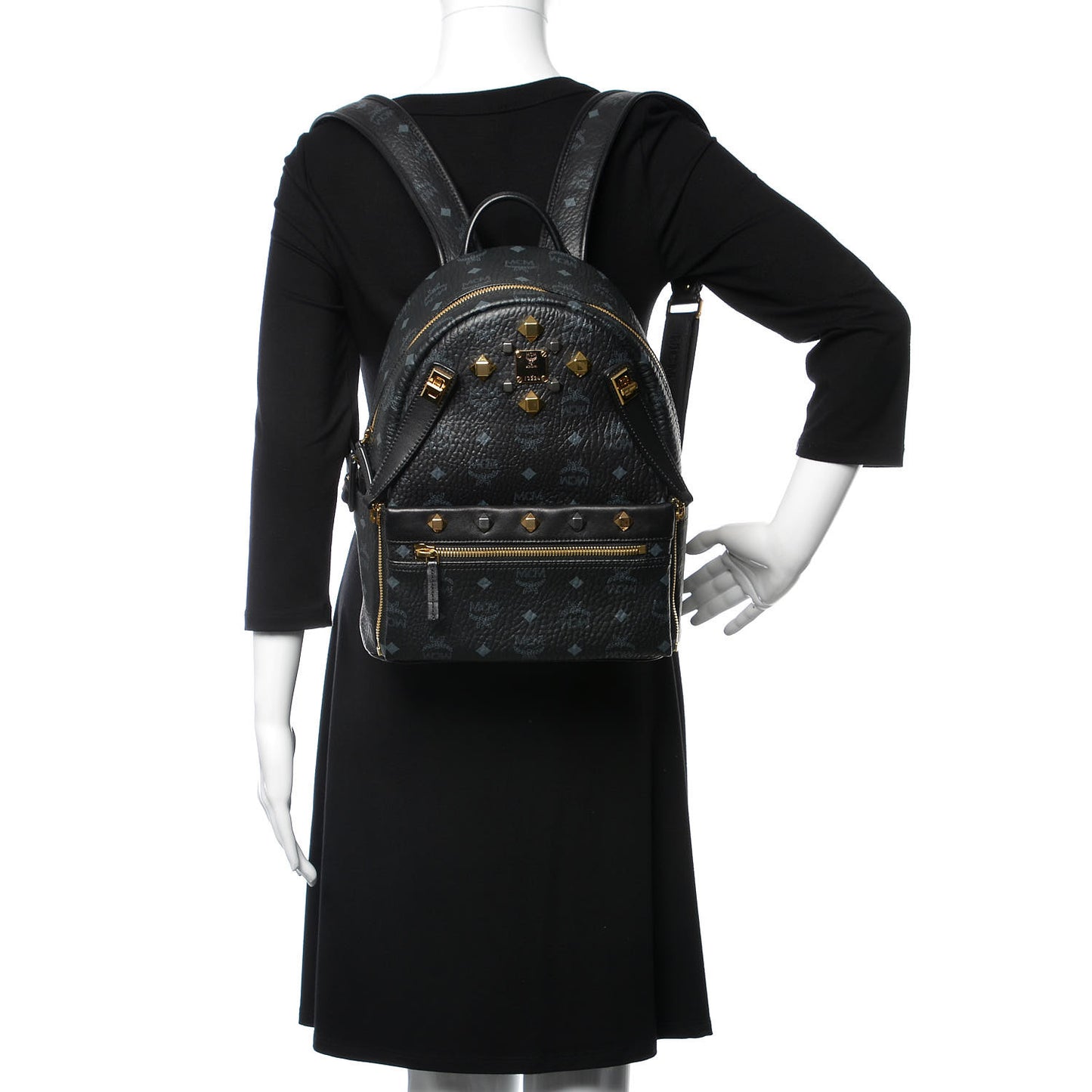 Visetos Studded Small Dual Stark Backpack Black