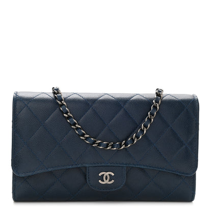 Chanel Caviar Quilted Wallet on Removable Chain Navy 2 of 11