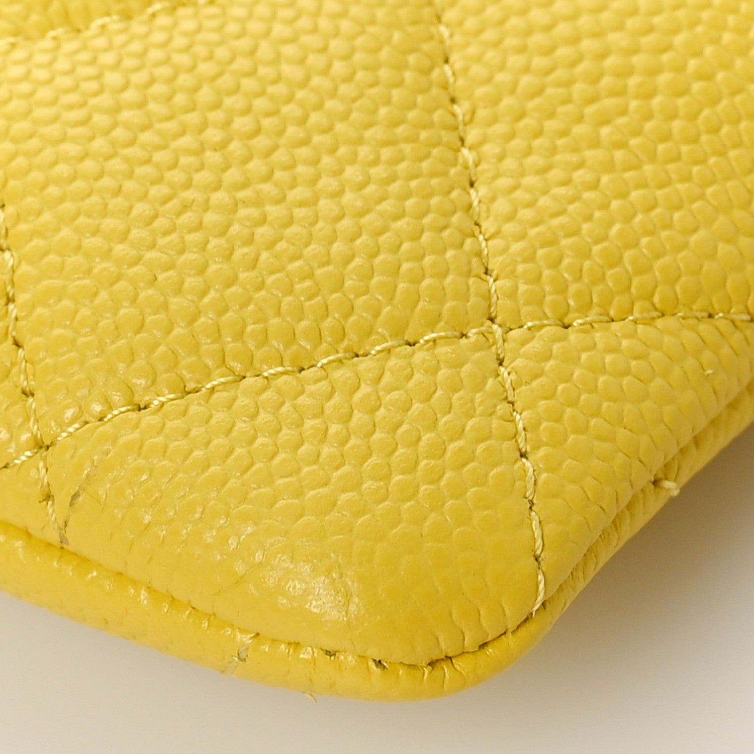 Chanel Caviar Quilted Zip Card Holder Wallet Yellow 9 of 10
