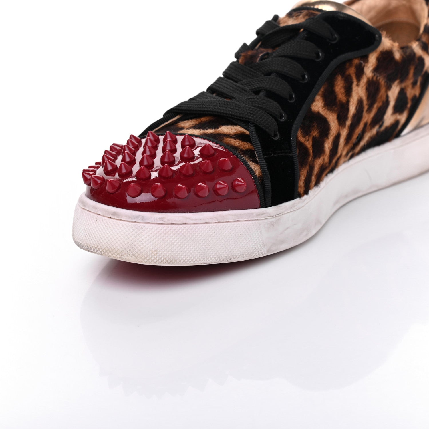 Christian Louboutin Pony Hair Spikes Orlato Flat Sneakers 38.5 Leopard 9 of 26
