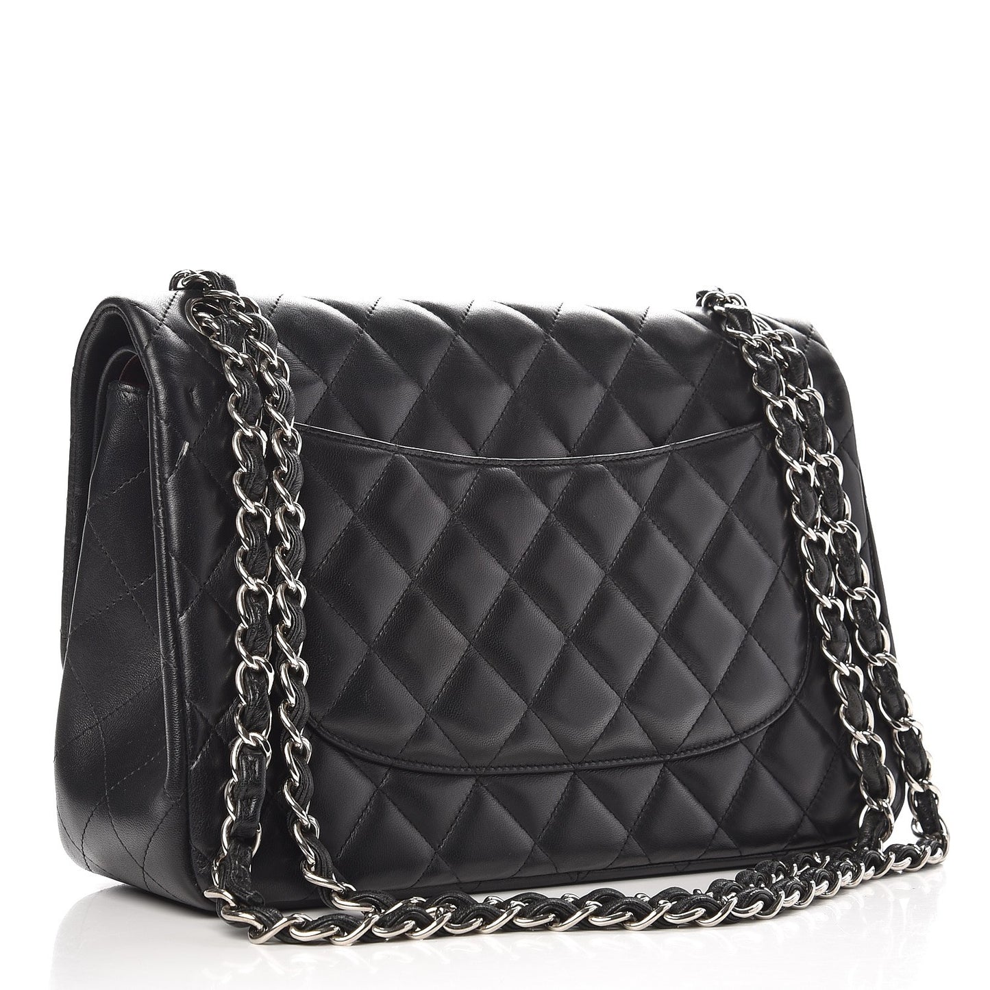 Lambskin Quilted Jumbo Double Flap Black