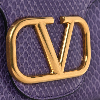 Valentino Garavani Snakeskin Stud Sign Shoulder Bag Purple 11 of 12