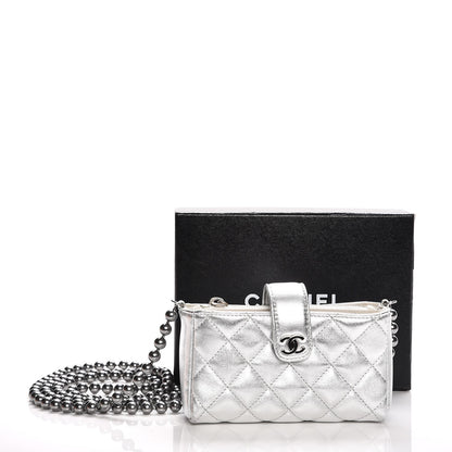 Chanel Metallic Lambskin Quilted Pearl Chain Mini Love Symbols Bag Silver 13 of 13