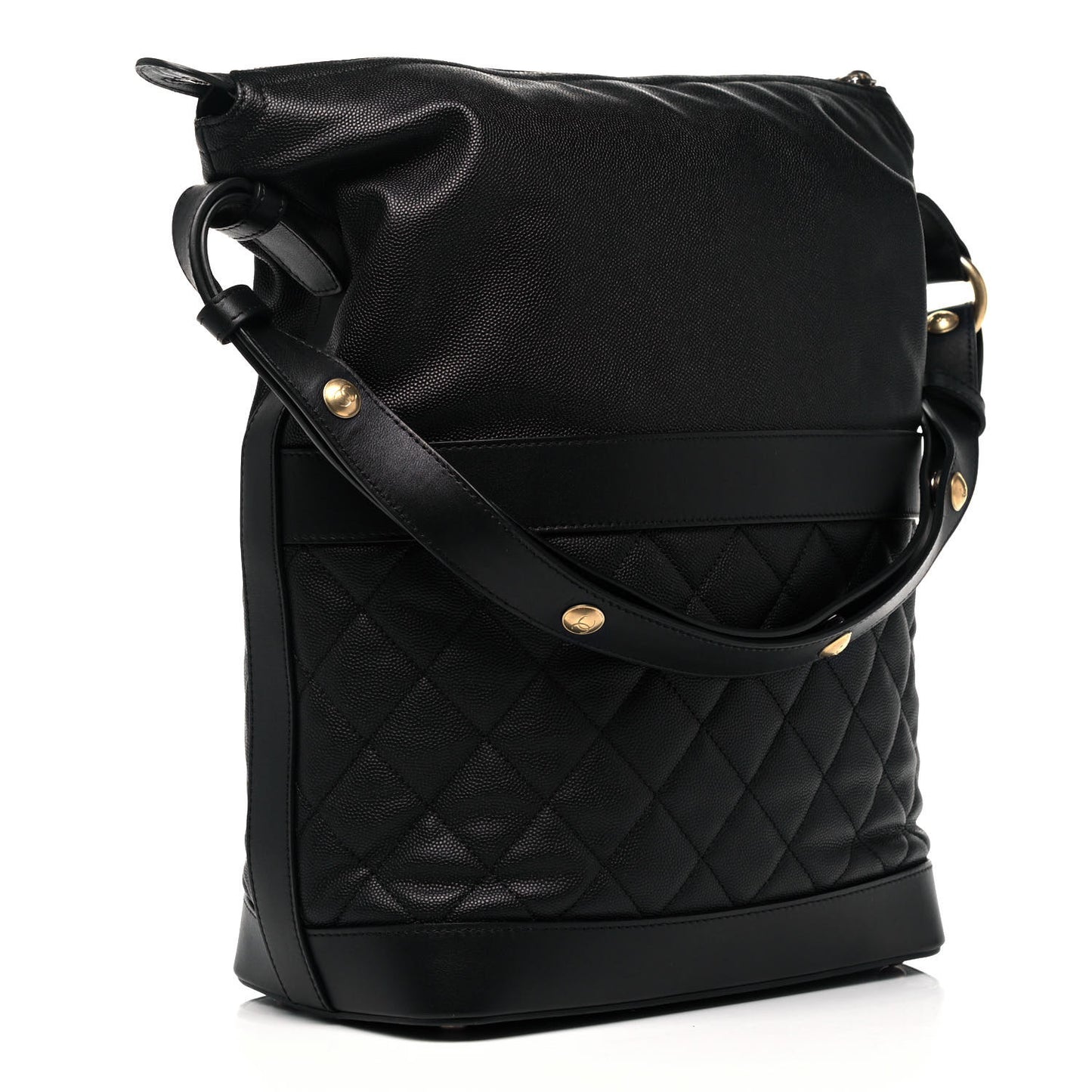 Caviar Lambskin Quilted Casual Style Hobo Black