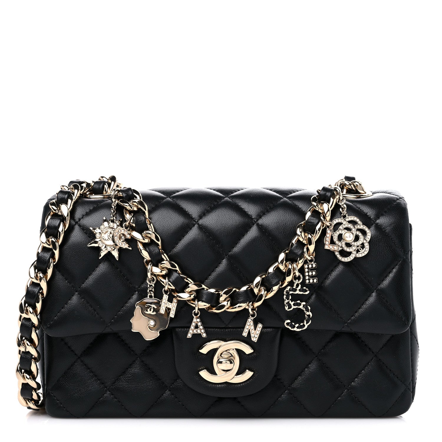 Chanel Lambskin Quilted Mini Coco Charms Rectangular Flap Black 1 of 10