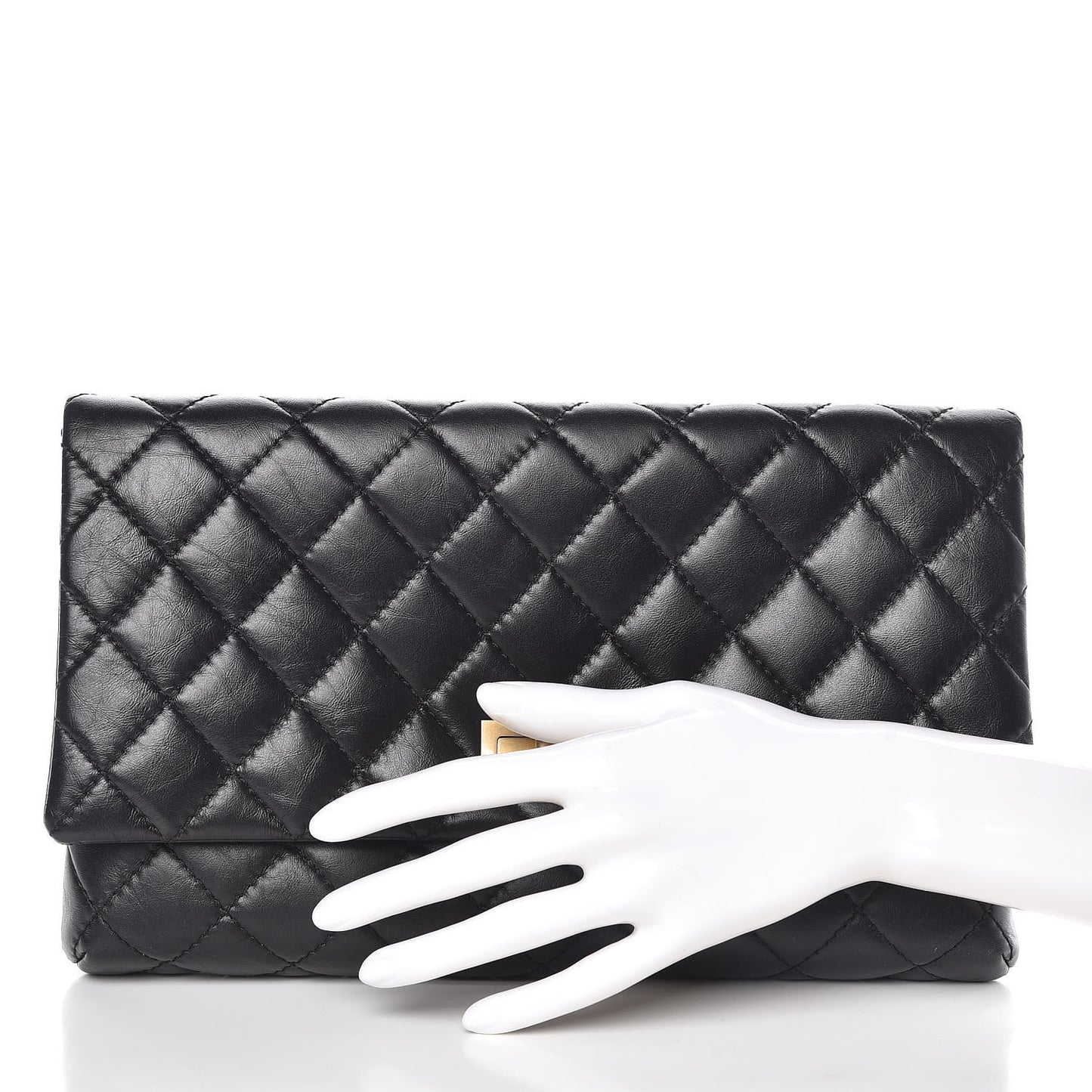 Aged Calfskin Quilted Reissue 2.55 Clutch Black