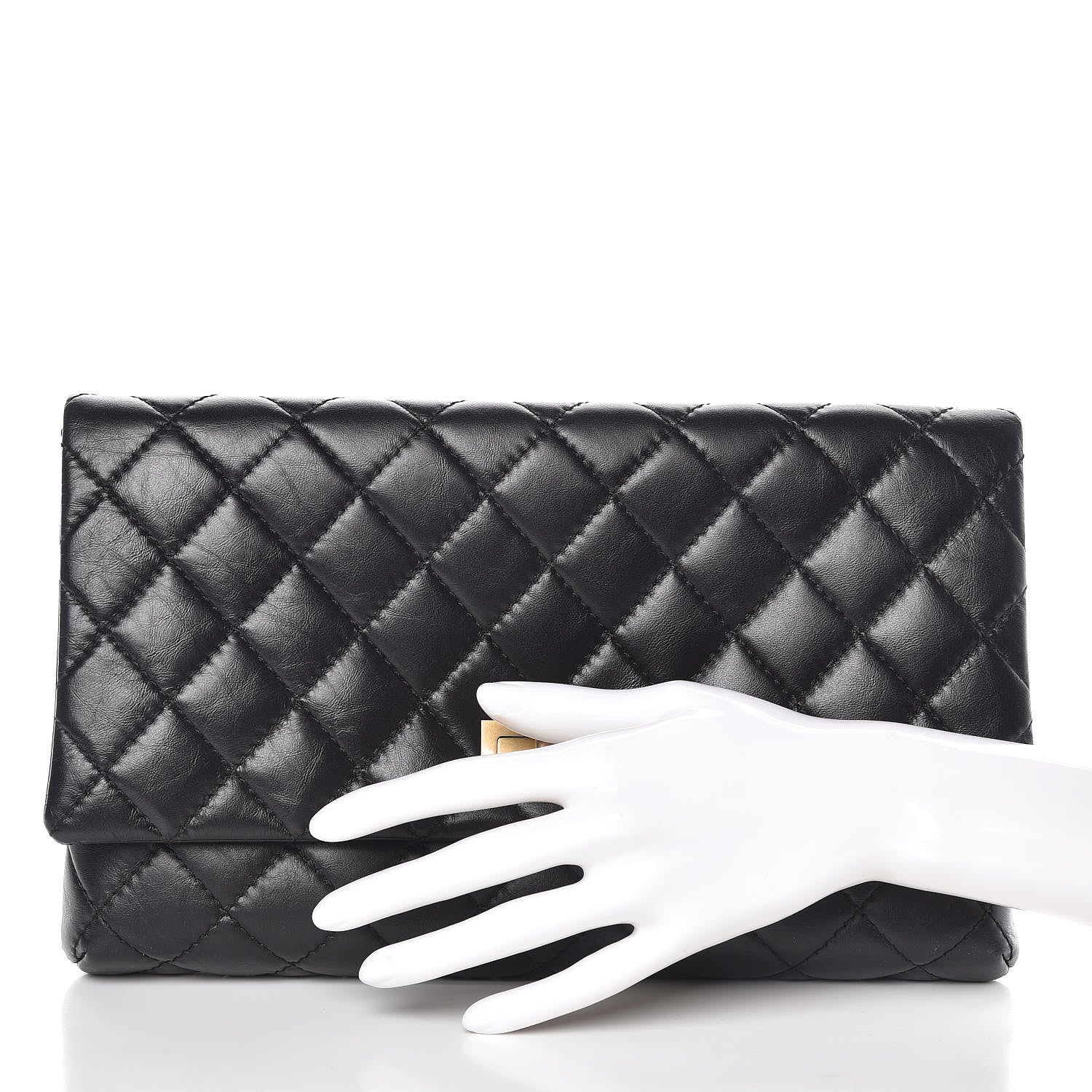 Chanel Aged Calfskin Quilted Reissue 2.55 Clutch Black 2 of 9