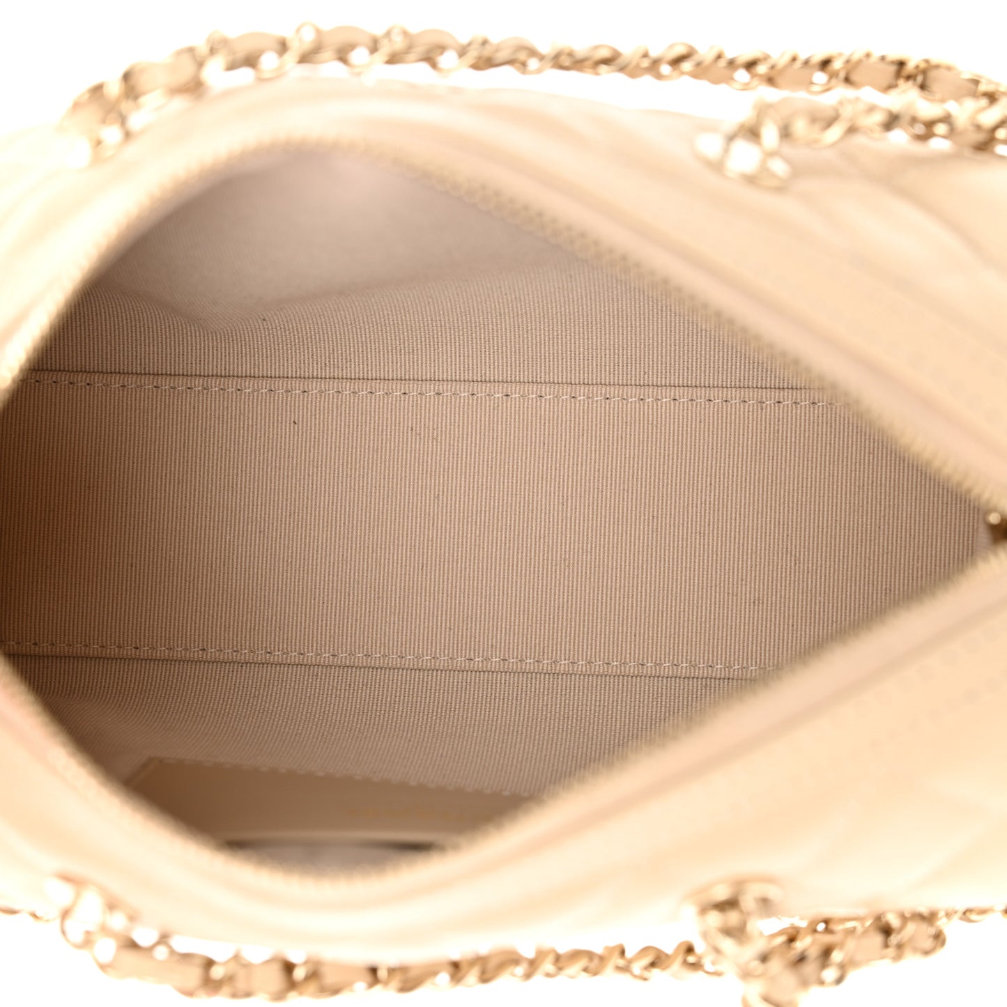 Caviar Quilted Mini Bowling Bag Beige