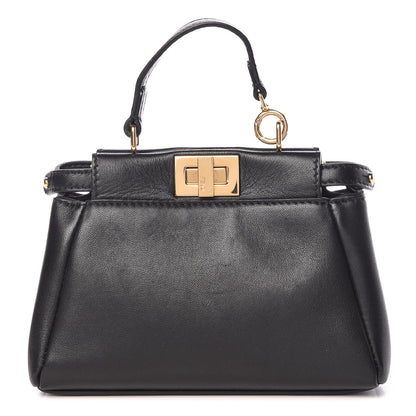 Fendi Nappa Micro Peekaboo Iconic Satchel Black 1 of 10