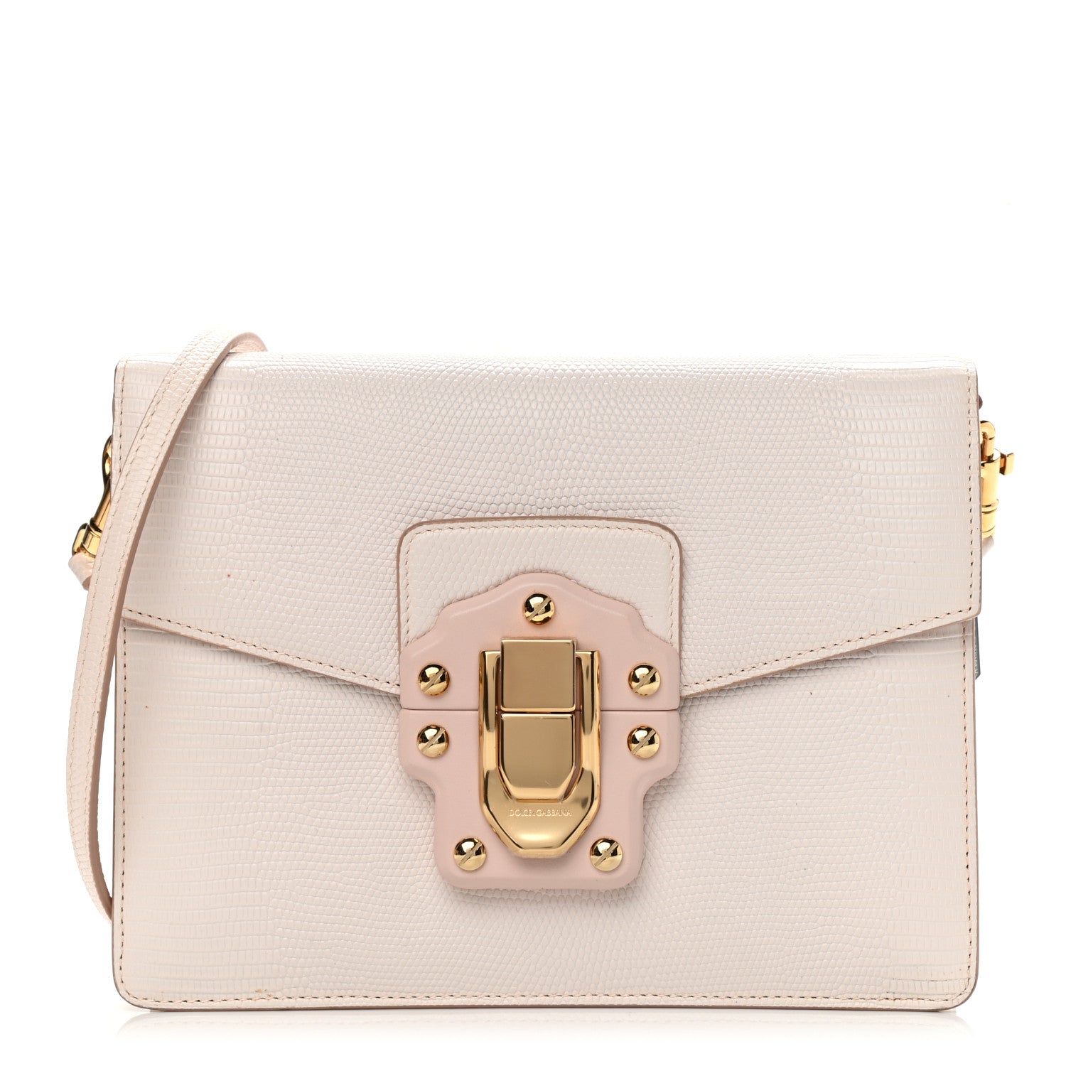 Dolce & Gabbana Iguana Calfskin Embossed Lucia Satchel Pink 1 of 10