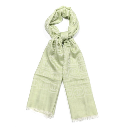 Chanel Cashmere Silk CC Scarf Green 1 of 6