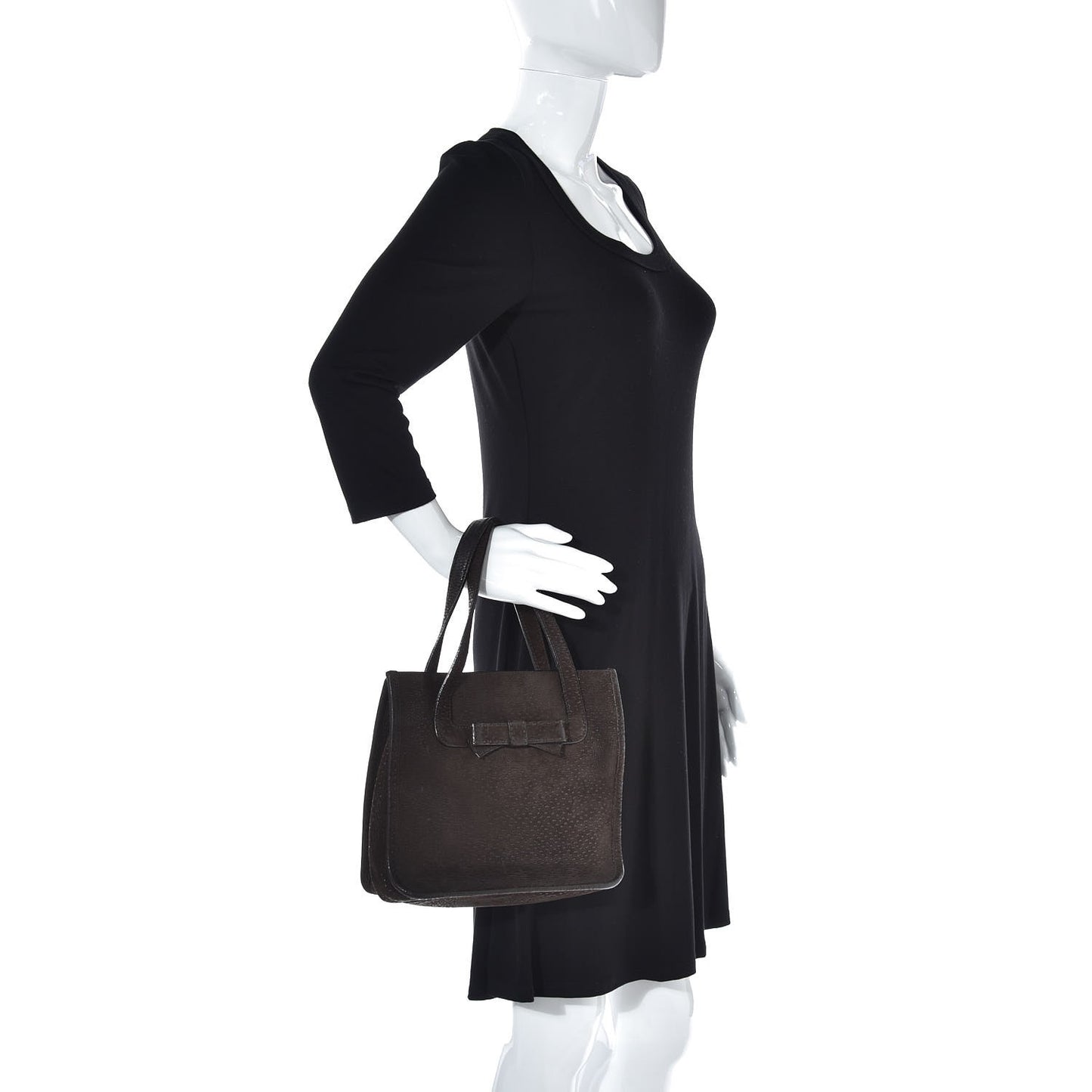 Suede Bow Tote Dark Brown