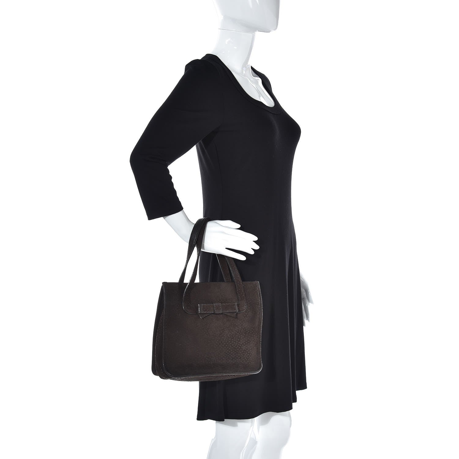 Prada Suede Bow Tote Dark Brown 2 of 9