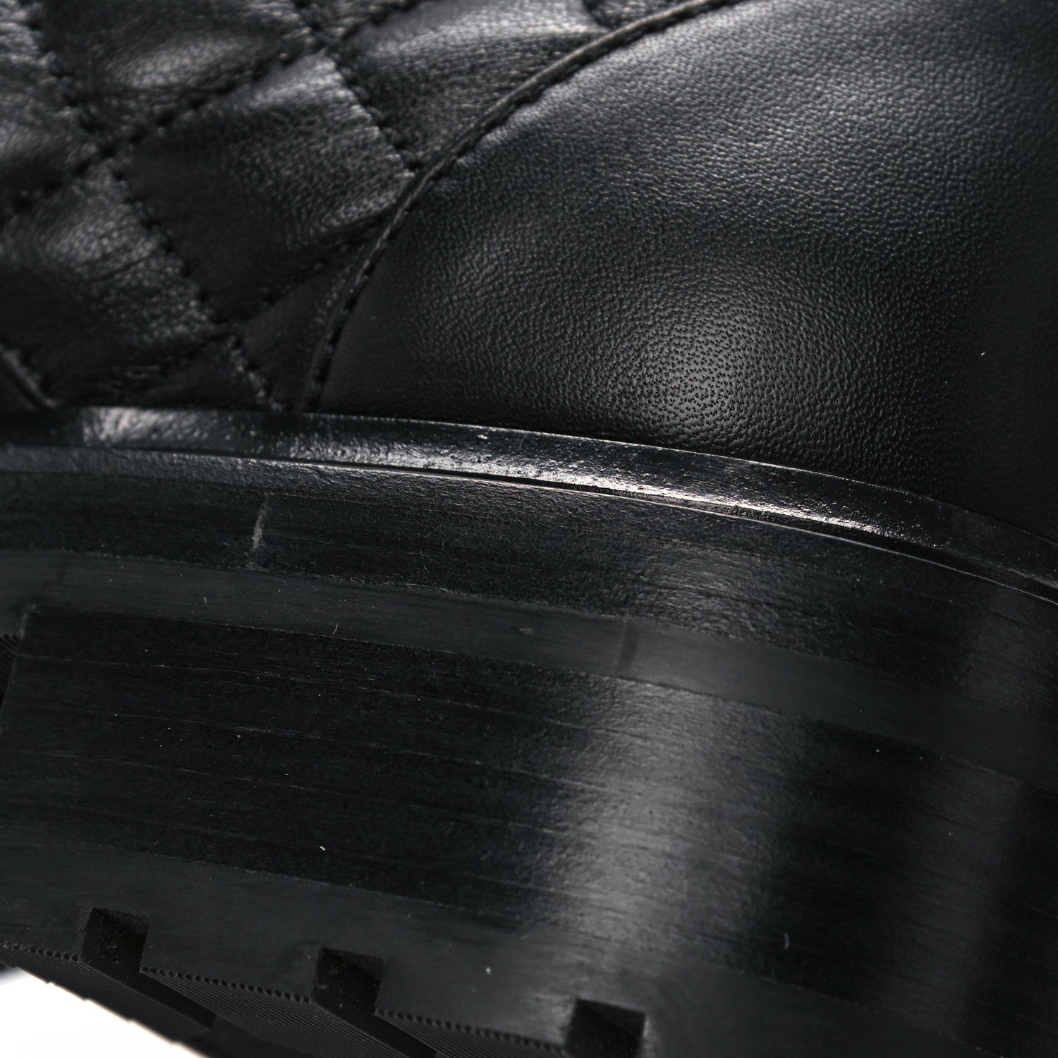 Chanel Shiny Lambskin Quilted Lace Up Combat Boots 36.5 Black 8 of 9
