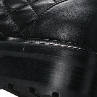 Chanel Shiny Lambskin Quilted Lace Up Combat Boots 36.5 Black 8 of 9