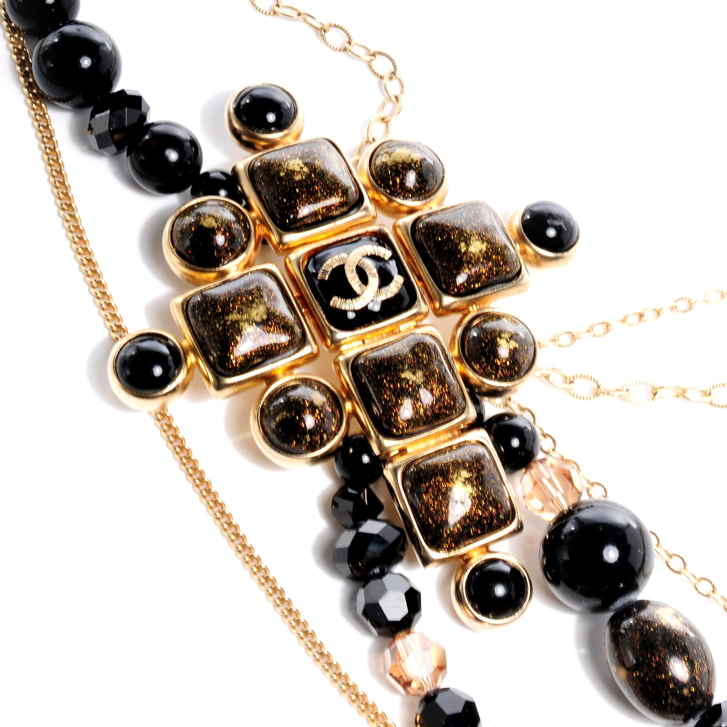 Beaded Resin Gripoix Chain Belt Black