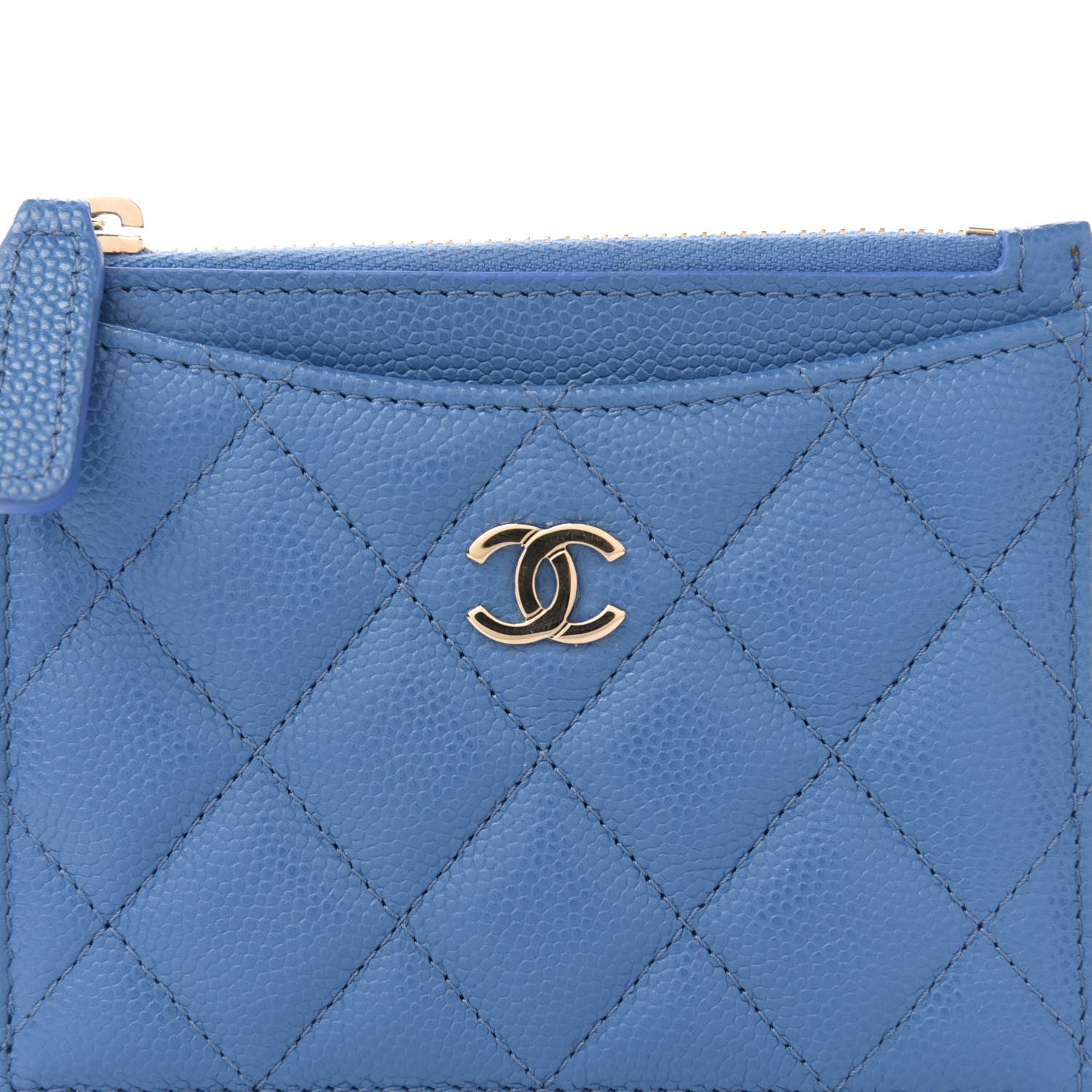 Chanel Caviar Quilted CC Zip Card Holder Blue 8 of 9