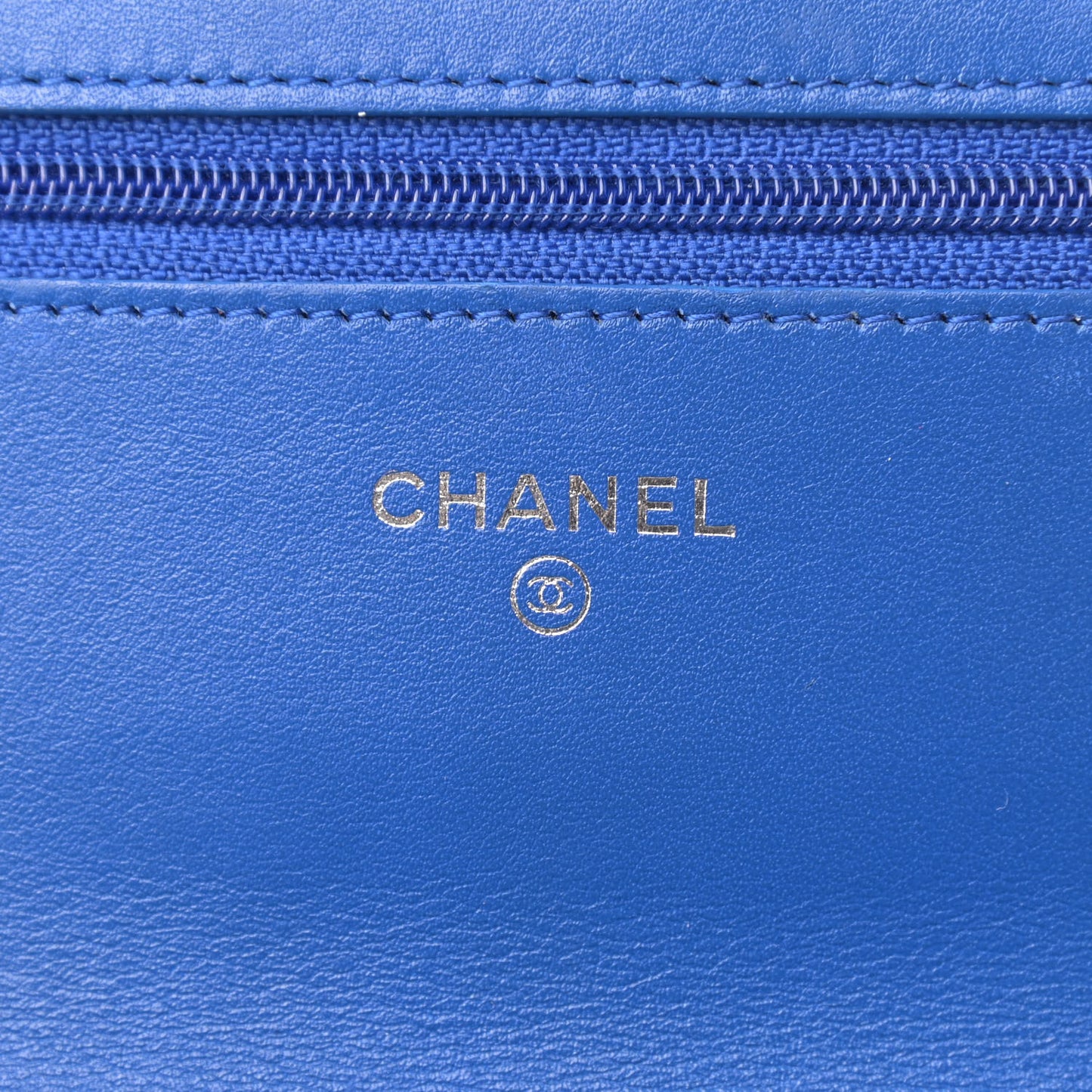 Patent Quilted Wallet On Chain WOC Dark Blue