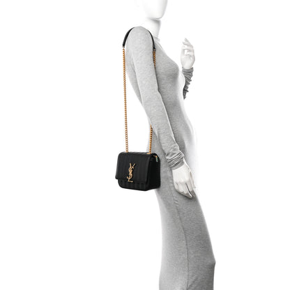 Saint Laurent Grain De Poudre Matelasse Monogram Small Vicky Chain Bag Black 2 of 10