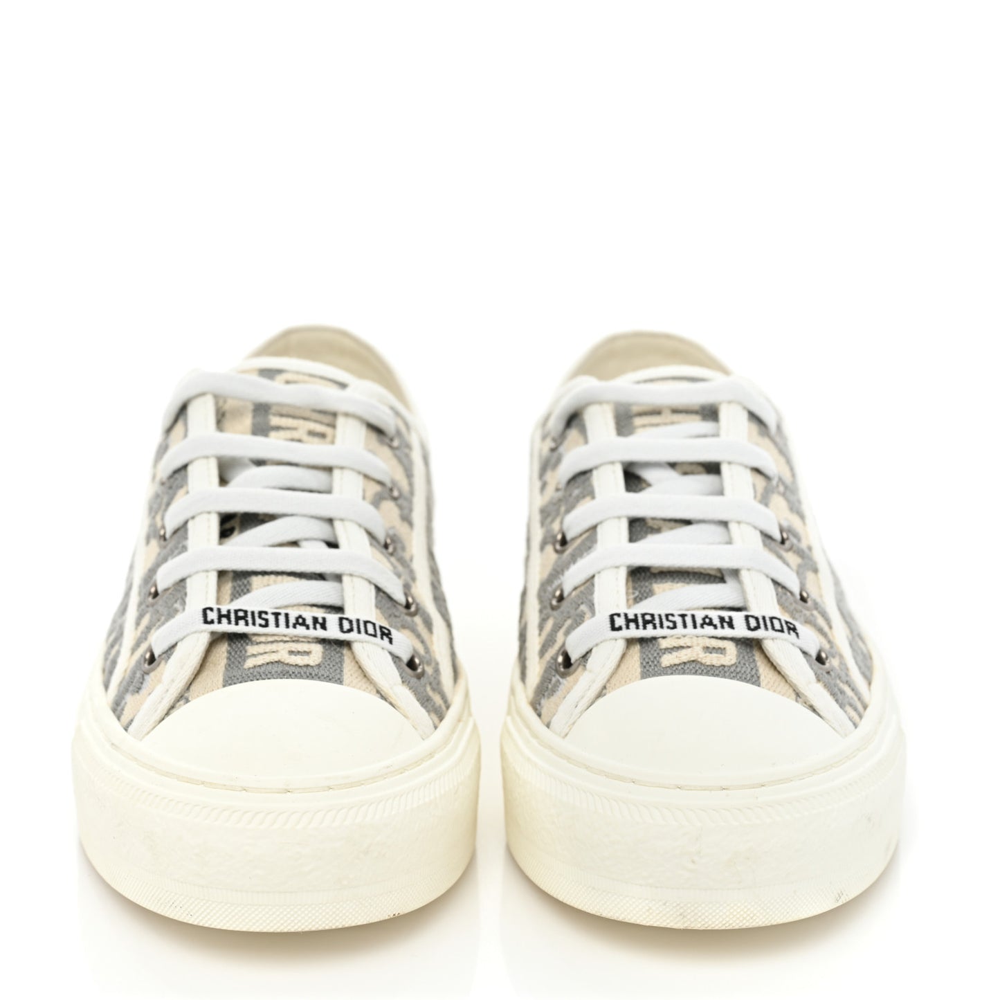 Canvas Oblique Walk'N'Dior Low Top Sneakers 36.5 Grey Stone