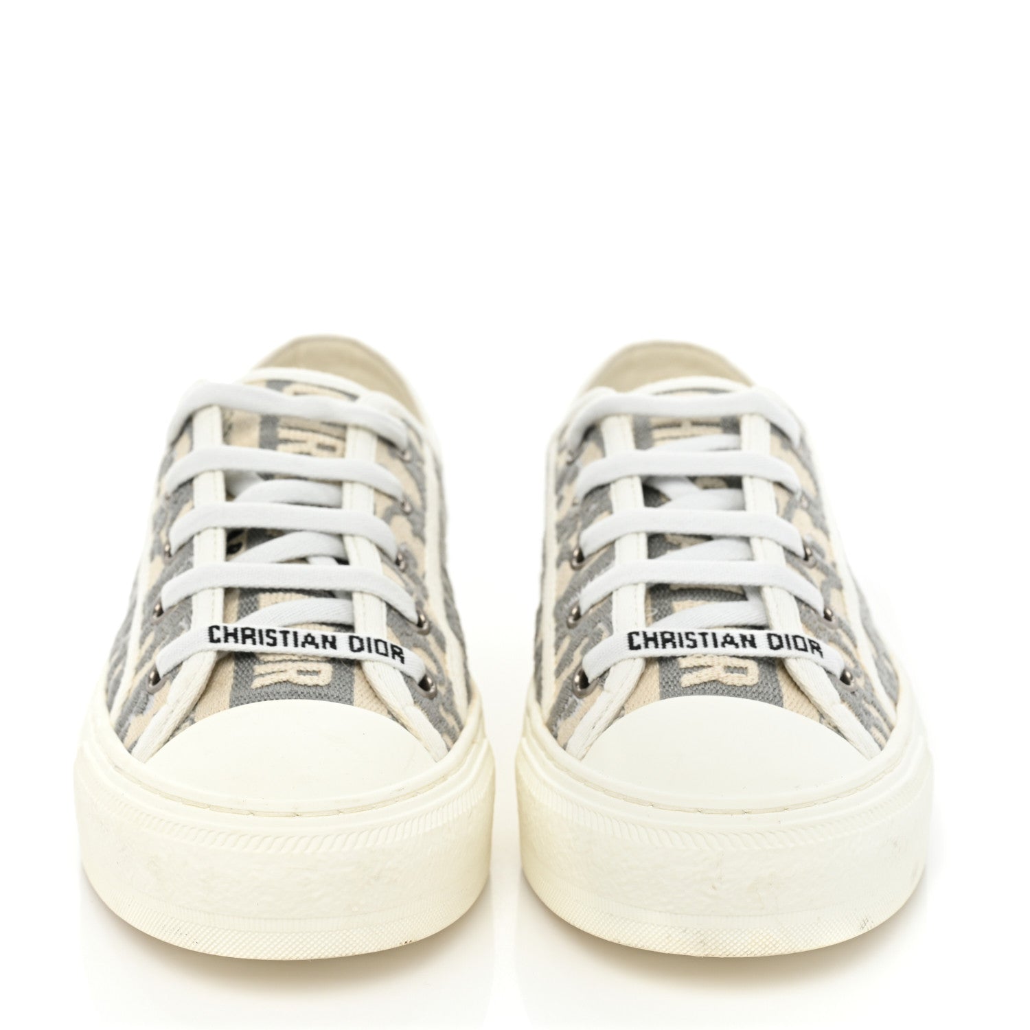 Christian Dior Canvas Oblique Walk'N'Dior Low Top Sneakers 36.5 Grey Stone 2 of 12