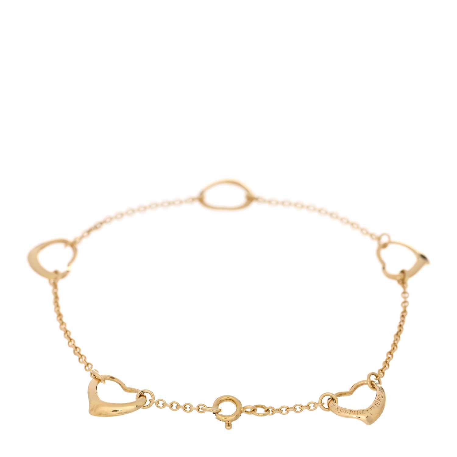 Tiffany 18K Yellow Gold Elsa Peretti 5 Open Heart Bracelet 2 of 3