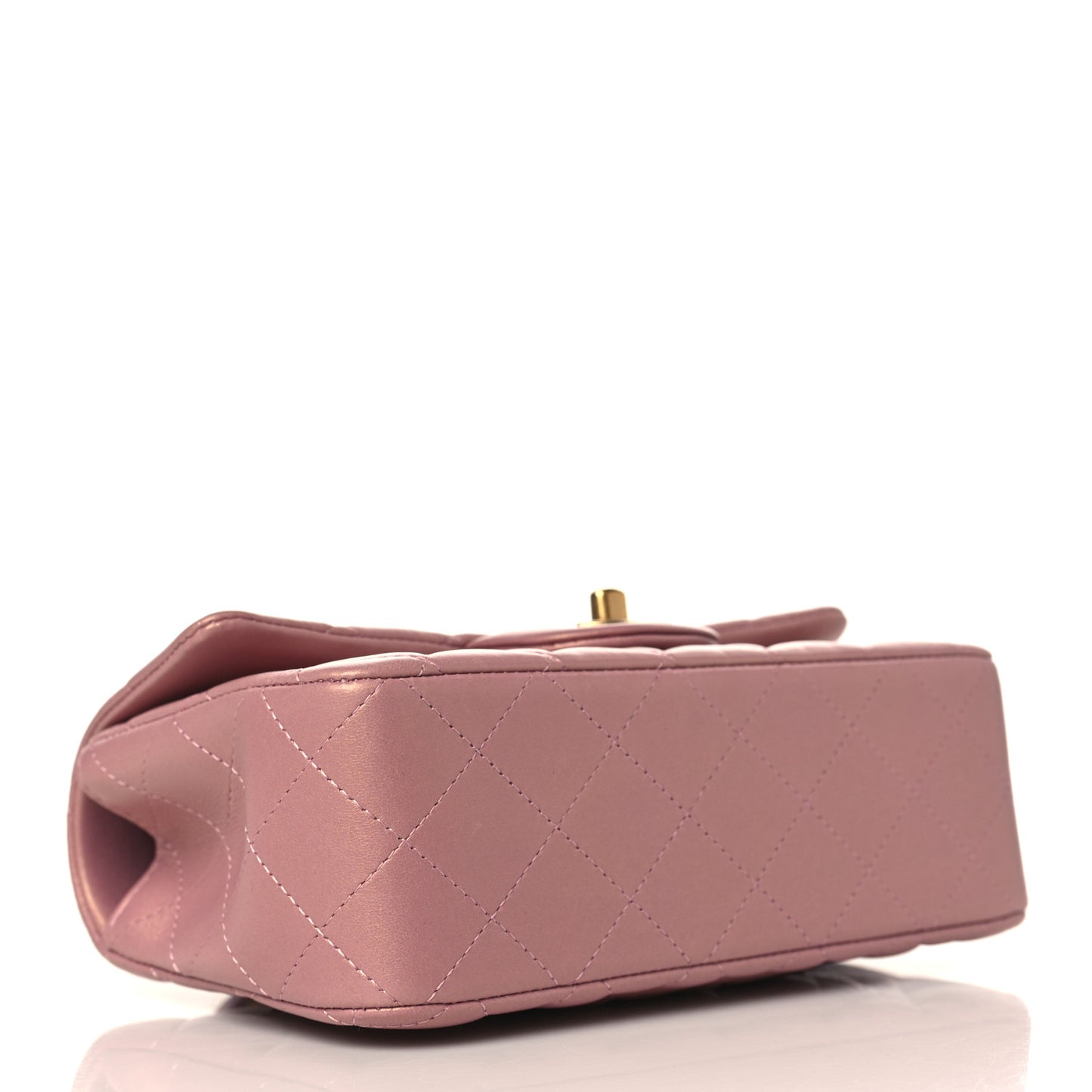 Iridescent Lambskin Quilted Mini Top Handle Rectangular Flap Pink