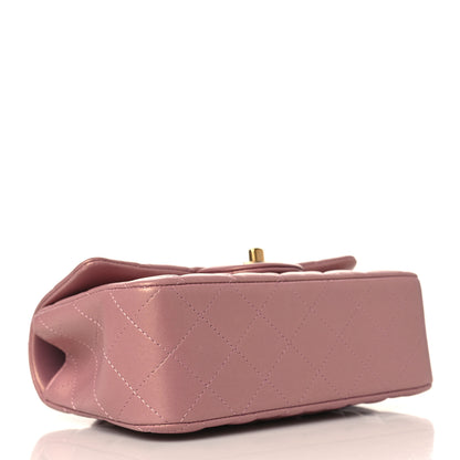 Chanel Iridescent Lambskin Quilted Mini Top Handle Rectangular Flap Pink 4 of 10