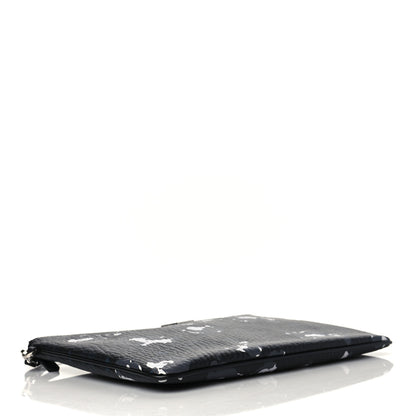 MCM Visetos Floral Leopard Wristlet Zip Pouch Black 4 of 10