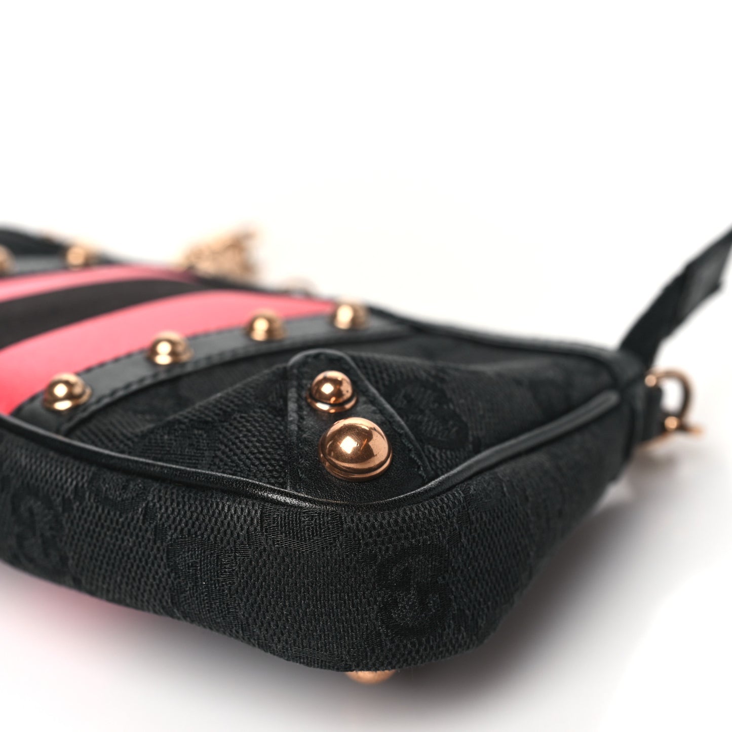 Monogram Web Studded Chain Clutch Black