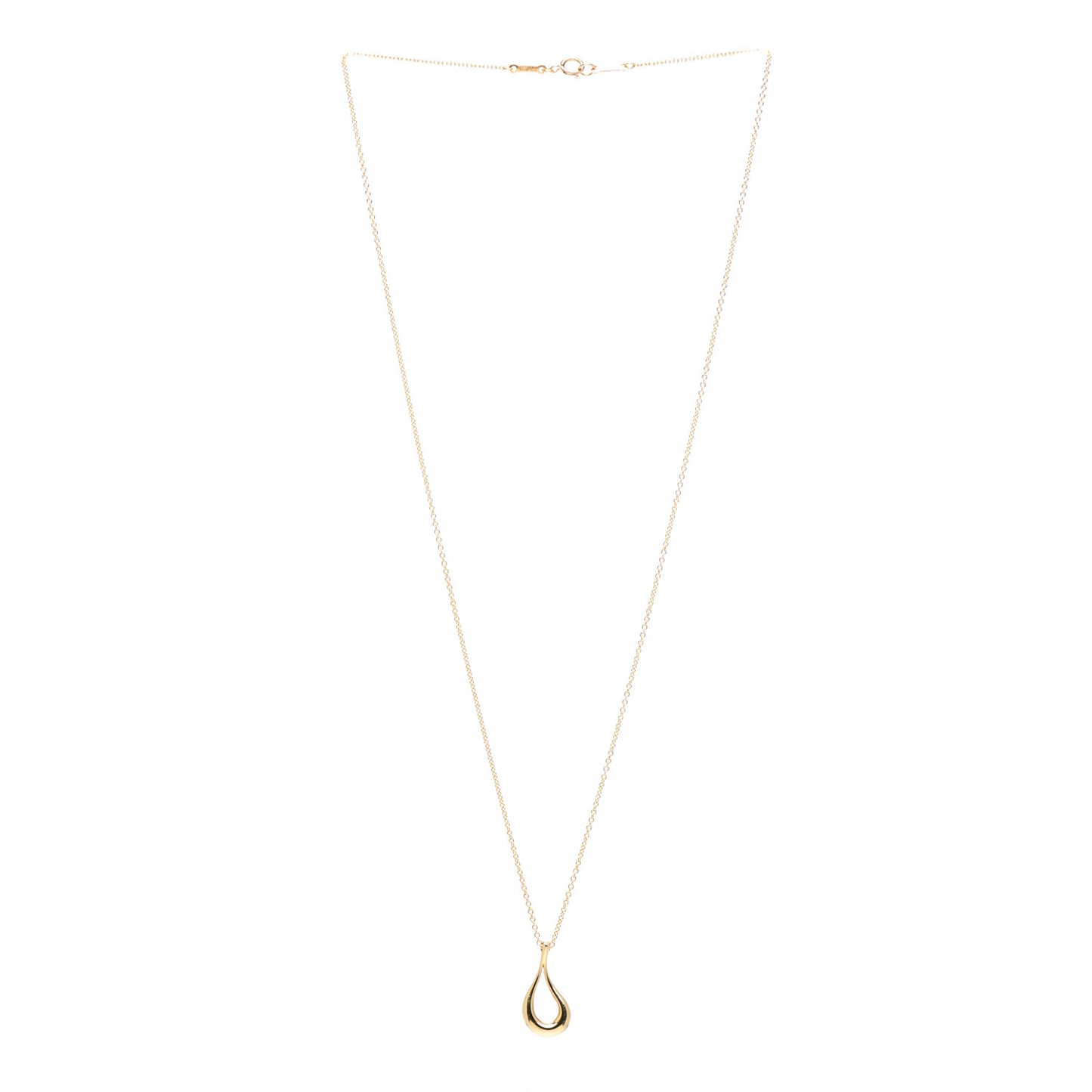 18K Yellow Gold Elsa Peretti Open Tear Drop Pendant Necklace