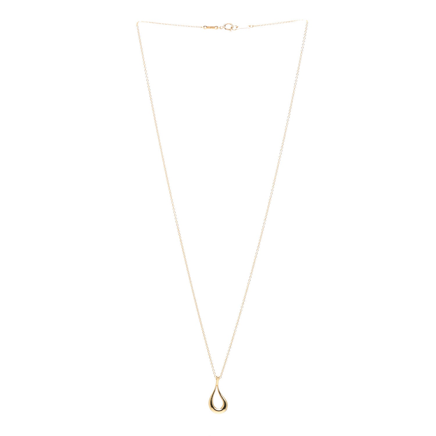 Tiffany 18K Yellow Gold Elsa Peretti Open Tear Drop Pendant Necklace 3 of 4