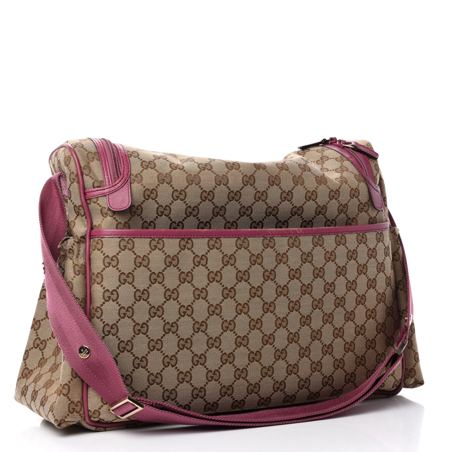Gucci Monogram Margaux Calfskin Large Diaper Bag Beige Ebony Peonia Flower 2 of 13