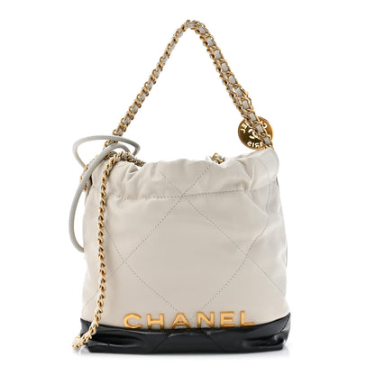 Chanel Shiny Calfskin Mini Chanel 22 Light Gray Black 1 of 10