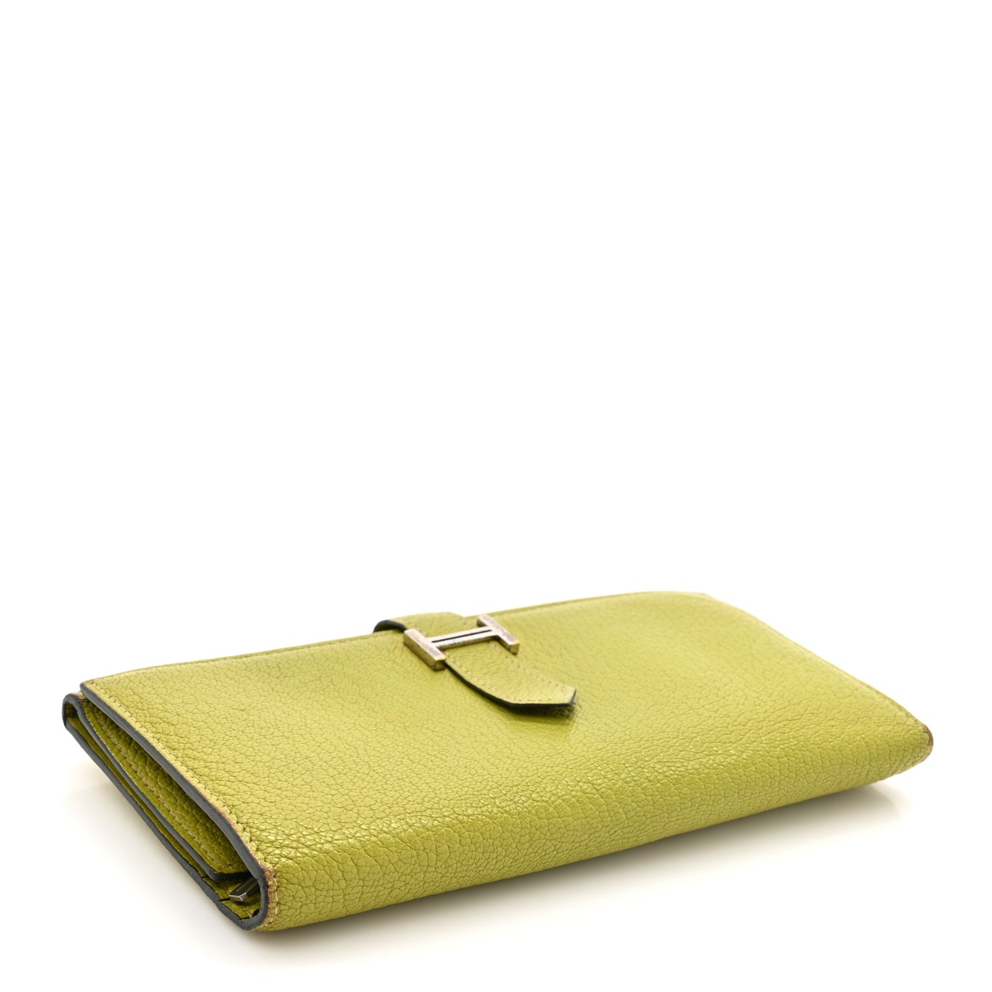 Chevre Mysore Tri-Fold Bearn Wallet Vert Anis
