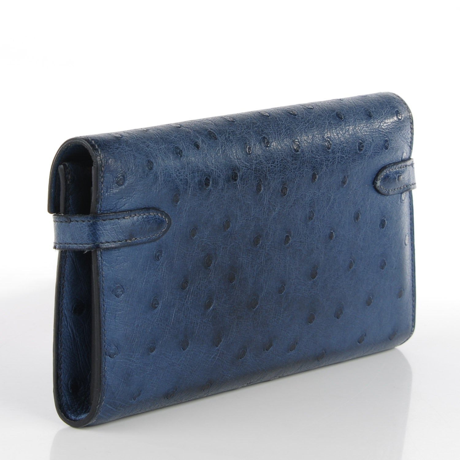 Hermes Ostrich Kelly Longue Wallet Bleu Roi 3 of 16