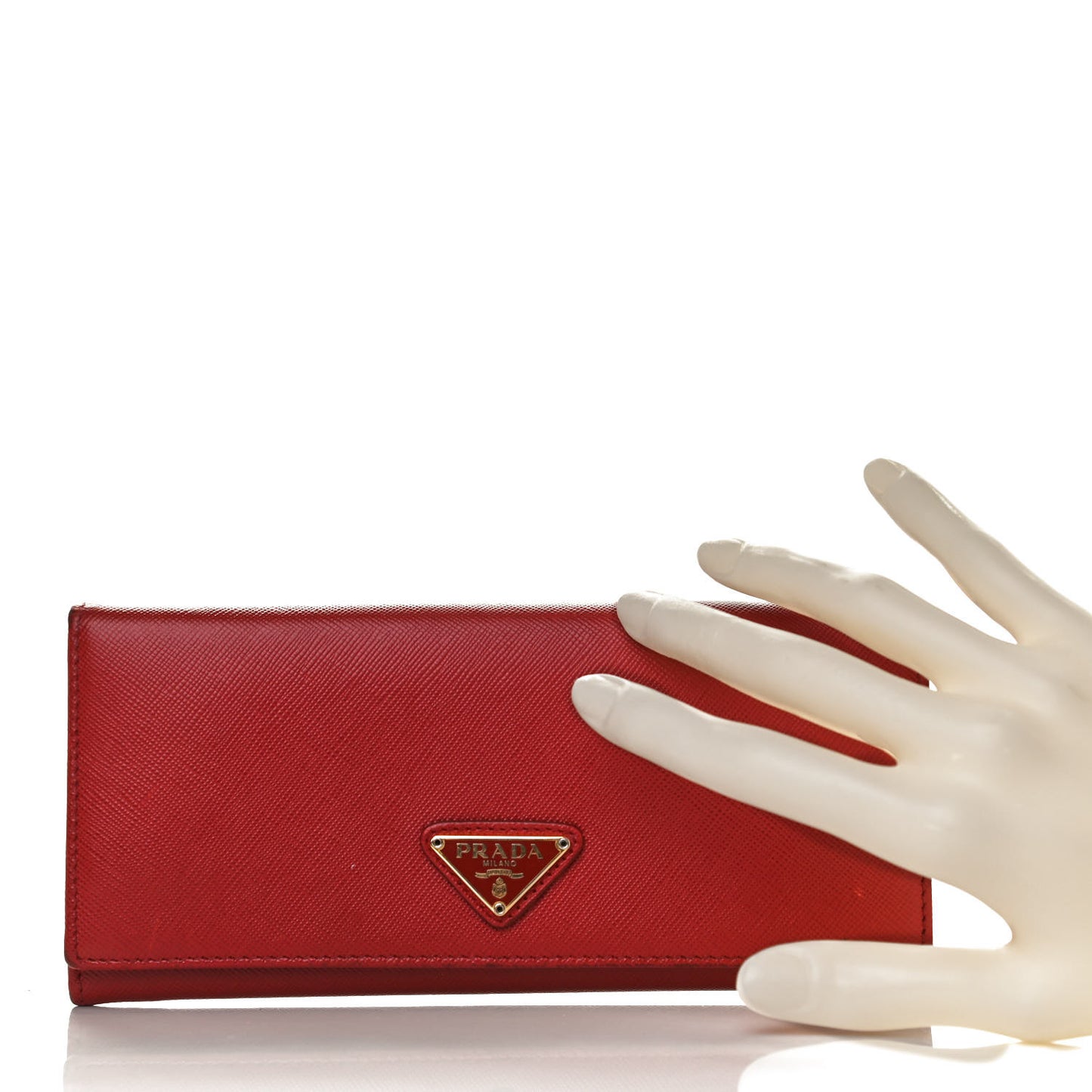 Saffiano Metal Continental Flap Wallet Fuoco