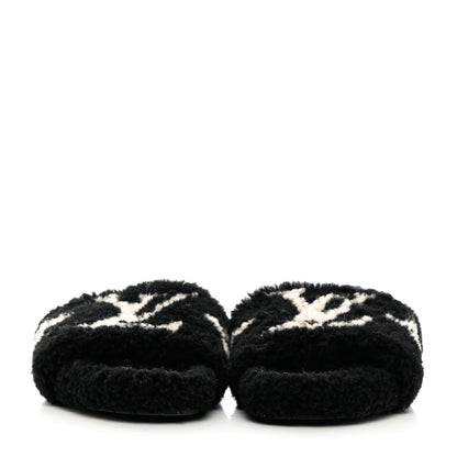 Louis Vuitton Shearling Monogram Giant Paseo Flat Comfort Mule 37 Black 2 of 10