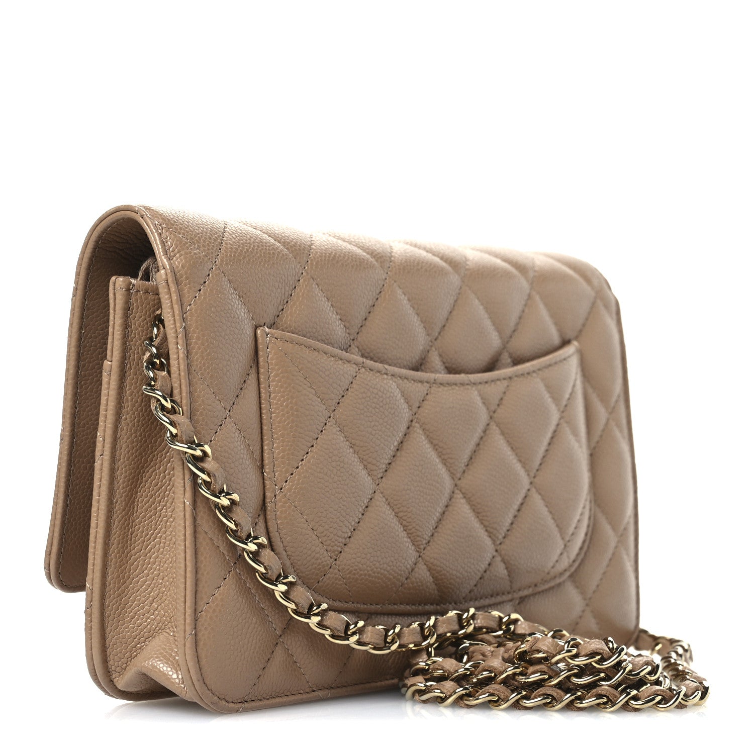 Chanel Caviar Quilted Wallet on Chain WOC Dark Beige 3 of 12