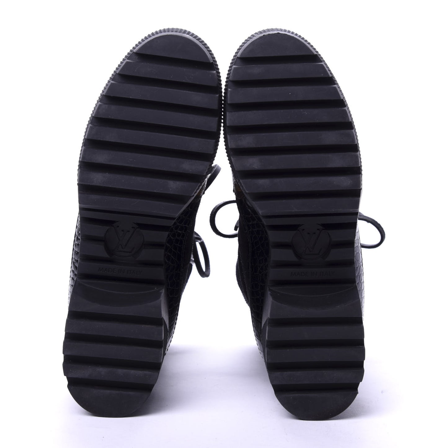 Suede Calfskin Monogram Laureate Platform Desert Boots 37 Black