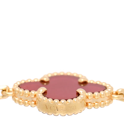 Van Cleef & Arpels 18K Yellow Gold Carnelian 5 Motifs Vintage Alhambra Bracelet 3 of 4