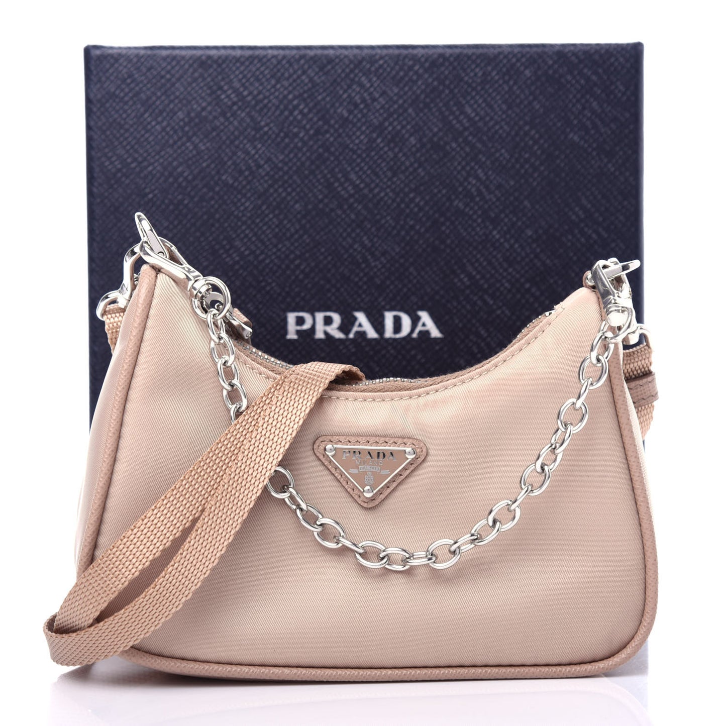 Tessuto Nylon Saffiano Mini Re-Edition 2000 Shoulder Bag Cammeo