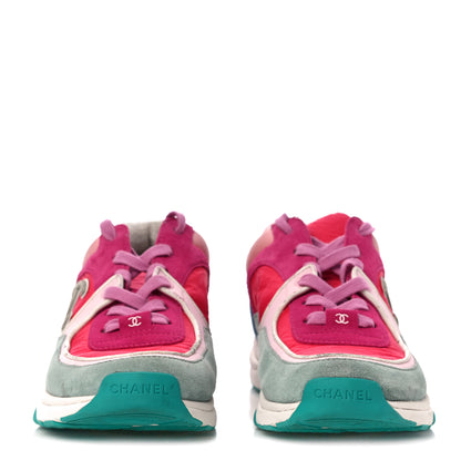 Chanel Nylon Calfskin Suede Womens CC Sneakers 40 Fuchsia Pink 2 of 15